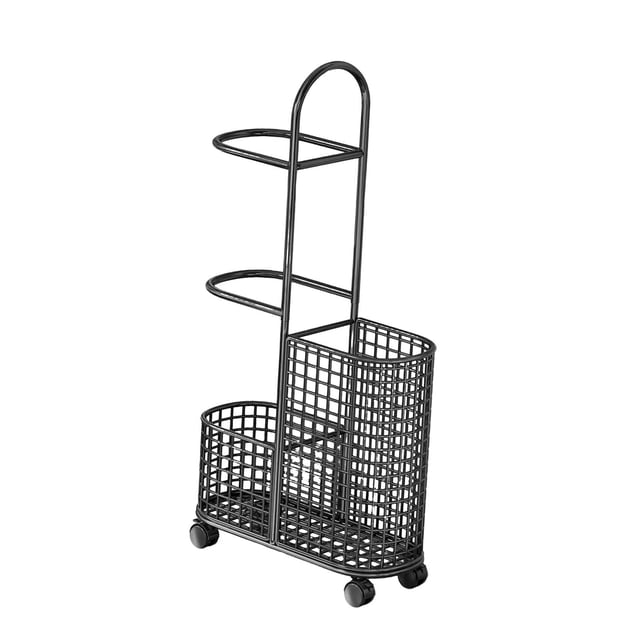 Almencla Garage Ball Storage Cart Corner Shelf Fitness Yoga Mat Storage Rack for Club Black
