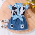 thumbnail image 2 of Paguaki Toddler Girl Denim Western Outfit Baby Cowgirl Clothes Ruffle Cow Print Shirt Button Down Tops Belted Jeans Skirts, 2 of 8