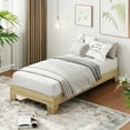 thumbnail image 2 of Tzou Twin Size Wooden Platform Bed Frame - No Box Spring, Wooden Slats, 10.24" Height, Easy Assembly, 2 of 9