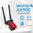thumbnail image 4 of Tarjeta de Red WiFi 6 PCIe AX900 con Bluetooth 5.4, Doble Banda, 2,4 G/5,8 GHz, Antenas Externas, Adaptador para Juegos y PC para 10/11., 4 of 5