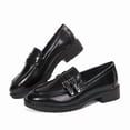 thumbnail image 2 of Pennysue Women's Patent Leather Loafers with Decorative Buckle Round Toe Chunky Heel Slip On Casual Dress Shoes for School Work Daily Wear, 2 of 7