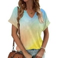 thumbnail image 2 of cfhntfmh Womens Tops Dressy Casual Short Sleeve Tie Dye Print Blouses V Neck Summer T-Shirts Trendy Outfits, 2 of 5