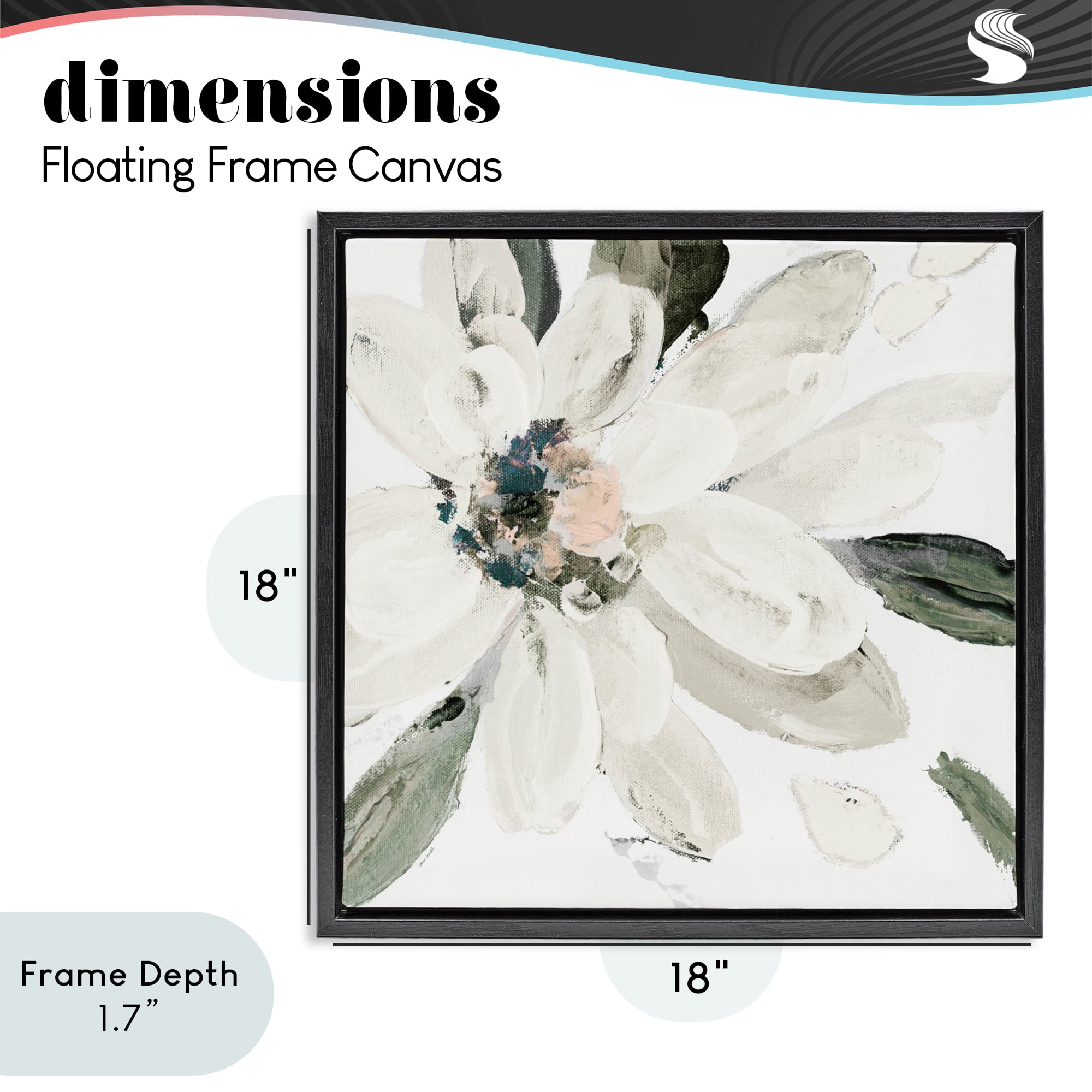 Stupell Industries Naturally Blooming White Flower Black Framed Floater Canvas Wall Art, design by Lanie Loreth