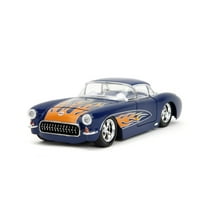 Big Time Muscle 1:24 1957 Chevrolet Corvette Die-Cast Car, Toys for Kids and AdultsDark Blue/Flames(Selections May Vary)