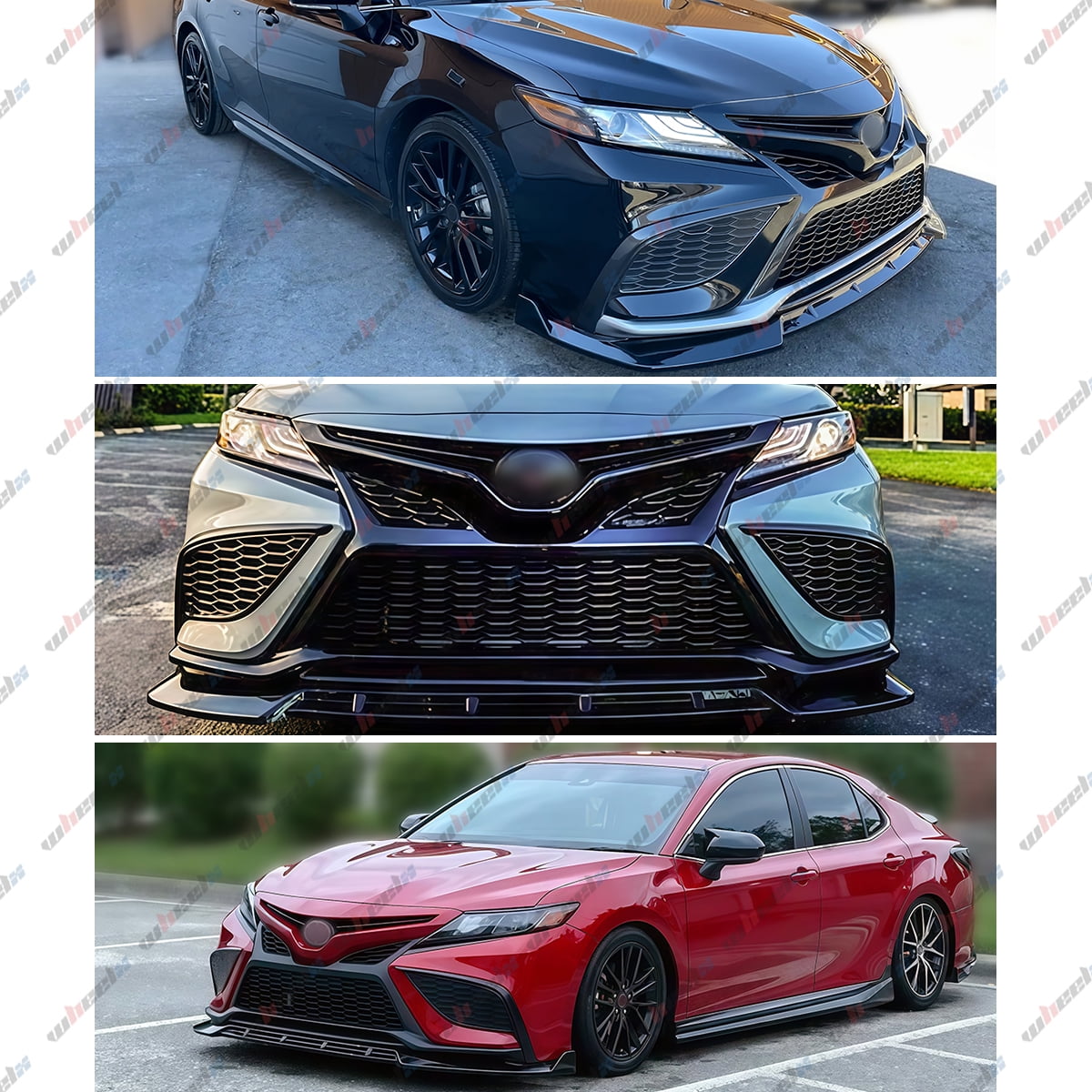 Front Lip Compatible with Toyota Camry SE XSE 2021-2024, 3Pcs/Set Bumper Air Dam Lower Chin Splitter Protection Body Kit Fits for 2021 2022 2023 2024 (Gloss Black)