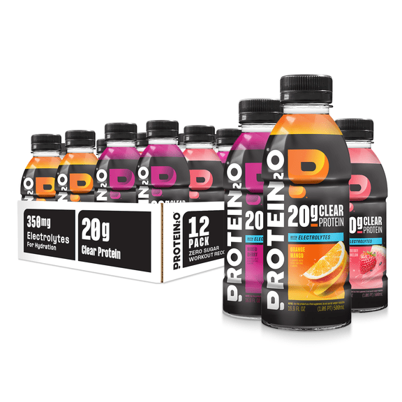 Protein2o 20g Clear Whey Protein Water Plus Electrolytes, 0g Sugar, 90 Calories, Variety Pack - 3 Flavors, 16.9 fl oz Bottles