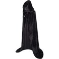 thumbnail image 4 of Capa negra con capucha, capa de terciopelo, disfraz de vampiro para mujeres, hombres y adultos para carnaval, disfraz de cosplay de Halloween, 4 of 5