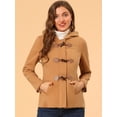thumbnail image 2 of Chaquetón con capucha y bolsillos profundos con cremallera delantera corta tipo trenca para mujer marrón L, 2 of 6