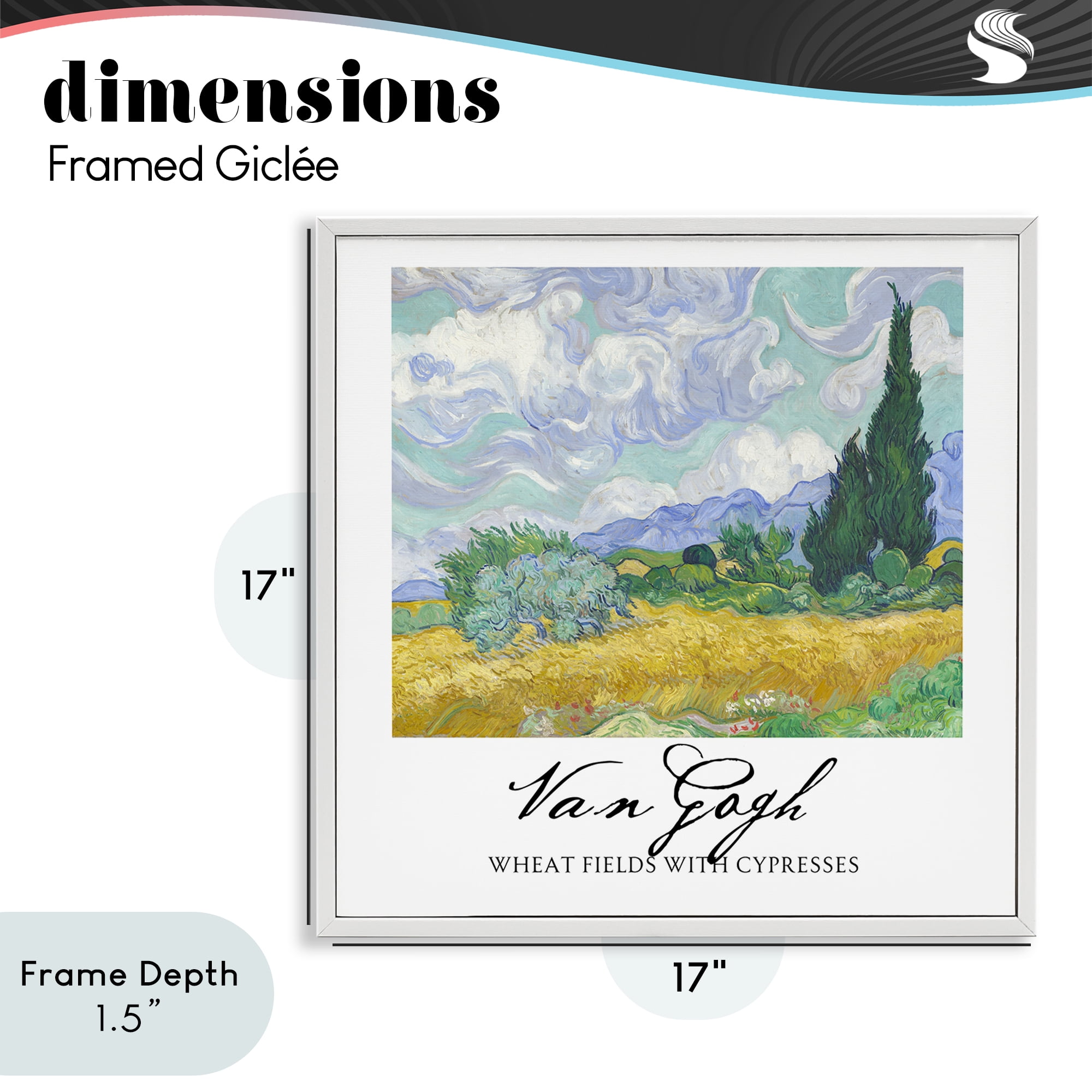 Stupell Industries Van Gogh Wheat Field with Cypresses White Framed Giclee Art, design by Vintage Hustle