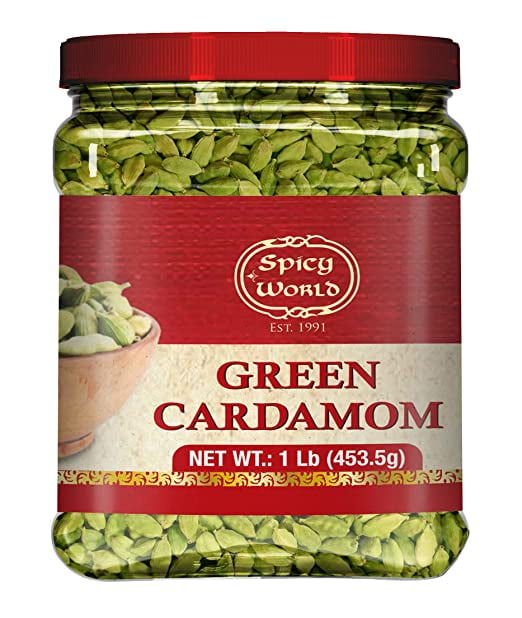 Spicy World Green Cardamom Pods 1 Pound Bulk Jar Pack 16 Ounce