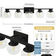 thumbnail image 4 of Bathroom Vanity Light Fixtures 5-Lights Black Bathroom Light Over Mirror with Clear Glass Shade Vanity Lights for Bathroom, 4 of 6