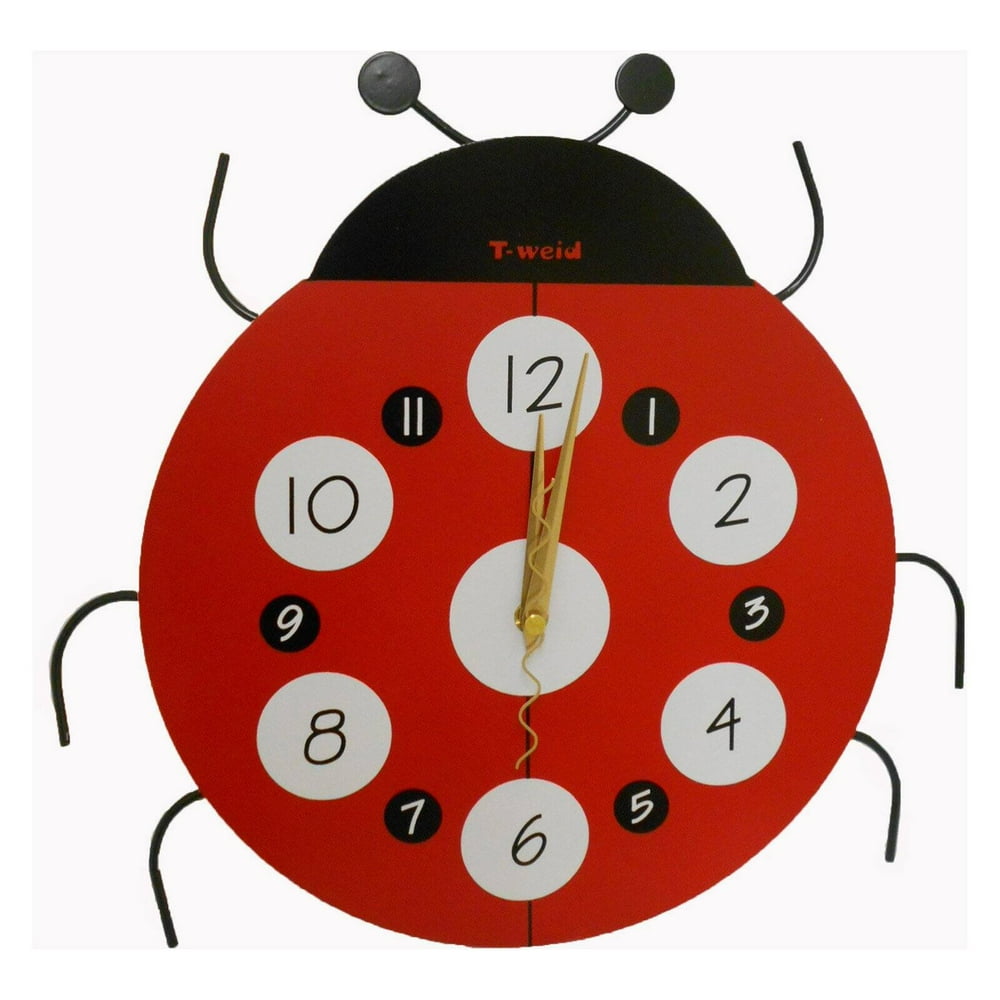 Cute Ladybug Clock; Product Size Size 12.6"W x 12.6"H x .59"D. Great