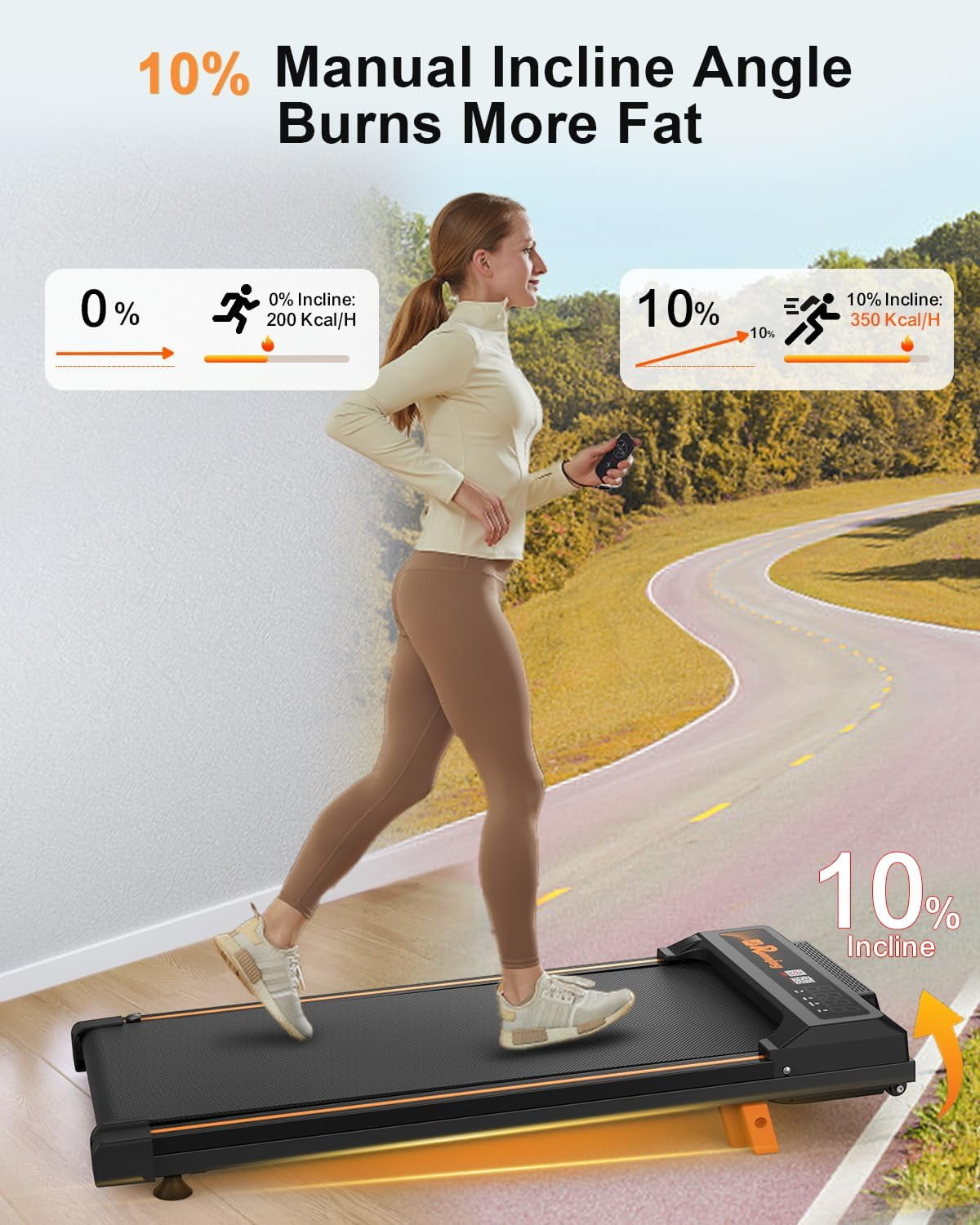 SUWU Walking Pad Running Machine Walking Machine for Home Under Desk Treadmill with LED Display and 12 Preset Programs 2.25HP Portable Treadmill Jogging Machine for Office Small Space