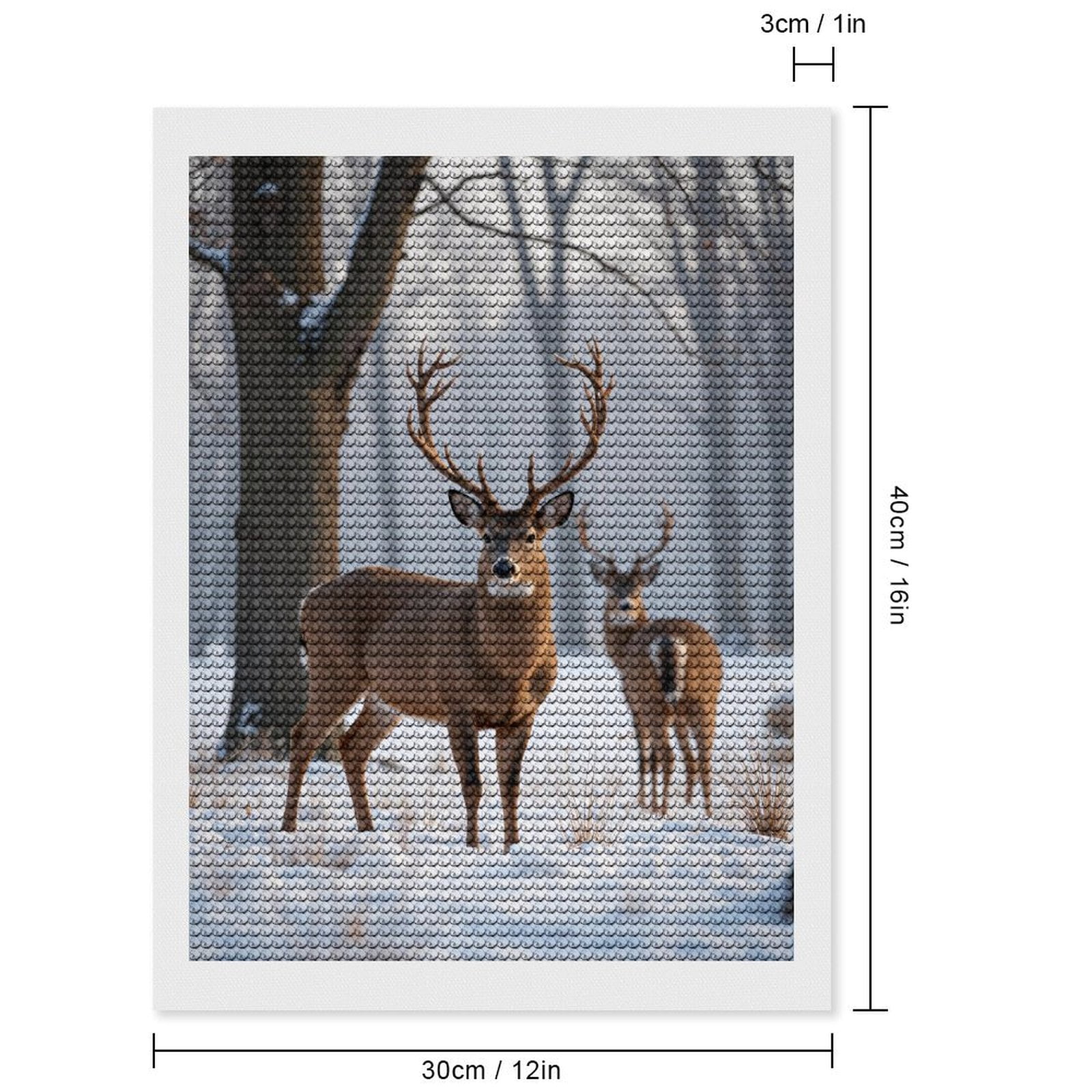 Diamond Art Kits for Adults, Misty Winter Deer In Snowy Forest 5D Diamond Painting Kits for Adults Beginners, DIY Full Drill Diamond Painting, Gem Art and Crafts 12x16
