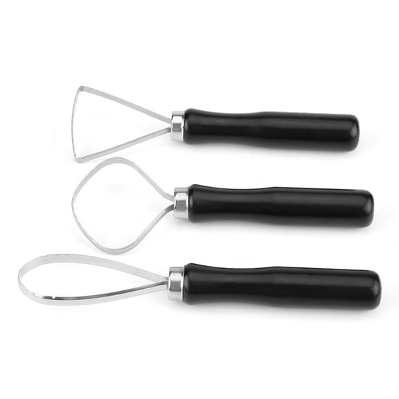 3 Pcs/set Wood Pottery Clay Sculpture Big Loop Tool with Steel Flat Wire