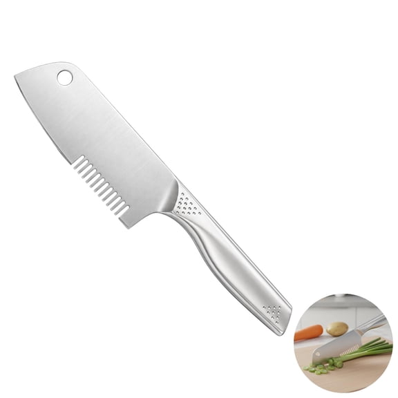 Stainless Steel Julienne Slicer, 2-in-1 Vegetable Julienne Slicer and Shredder with Ergonomic Handle, Multifunctional Kitchen Shredder Cutter Tool for Scallion Carrot Potato Fruit, Silver