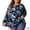 Dark Blue, variant on DARING DIVA Women's Plus Size Floral Long Sleeve Pleated Crew Neck Blouse 1X Dark Blue