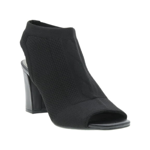 Impo Womens Velancy Knit Peep Toe Wedge Sandals Black 10 Medium (B,M)