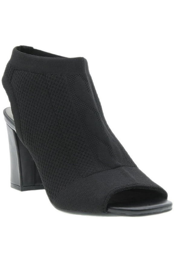 Womens Velancy Knit Peep Toe Wedge Sandals Black 10 Medium (B,M)