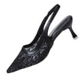 thumbnail image 3 of Women Shoes Slingback Pumps for Women Wide Width Breathable Mesh Glitter Sequin Pointed Closed Toe Thin Stiletto High Heel Slip On Dress Shoes Women Shoes Casual Dress Black Heels Wedding Party, 3 of 10