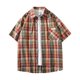 thumbnail image 1 of Mens Manga Corta Botón Abajo Camisas Cuadrado Gira-Abajo Cuello Casual Blusa, Camisas de Hombre Casual, 1 of 8