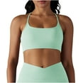 thumbnail image 2 of REORIAFEE Women's Cross Back Sports Bra Padded Strappy Medium Support Yoga Bra for Workout Fitness Running Crop Tank Top Pack Workout Gym Crops Green XS, 2 of 6
