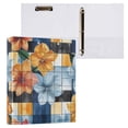 thumbnail image 4 of ALAZA Flower on Checkered Grid Pattern Hardcover 3 Ring Binder 1.5" Round Rings Interior Pockets Binders Organizer 2 Pack, 4 of 9