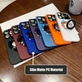 thumbnail image 4 of Luxury Slim Matte PC Bracket Magsafe Case for iPhone 14 13 12 11 15 Pro Max 15 Plus Stand Holder Glass Lens Protector Cover, 4 of 5
