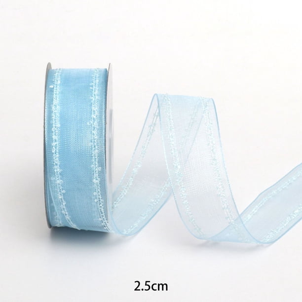 Nvzi Cinta decorativa, cinta azul para ramos, 1 rollo de poliéster de 2,5 cm x 9,14 m, ideal para decoración floral y envoltorio de regalos.