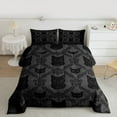 thumbnail image 2 of Feelyou Black Cat Kitten Queen Comforter Set, Damask Flower Print Bedding Sets, Bohemian Tribal Animal Reversible Bedding Comforter Set, Super Cozy Room Decor, 3 Pieces, 2 of 8