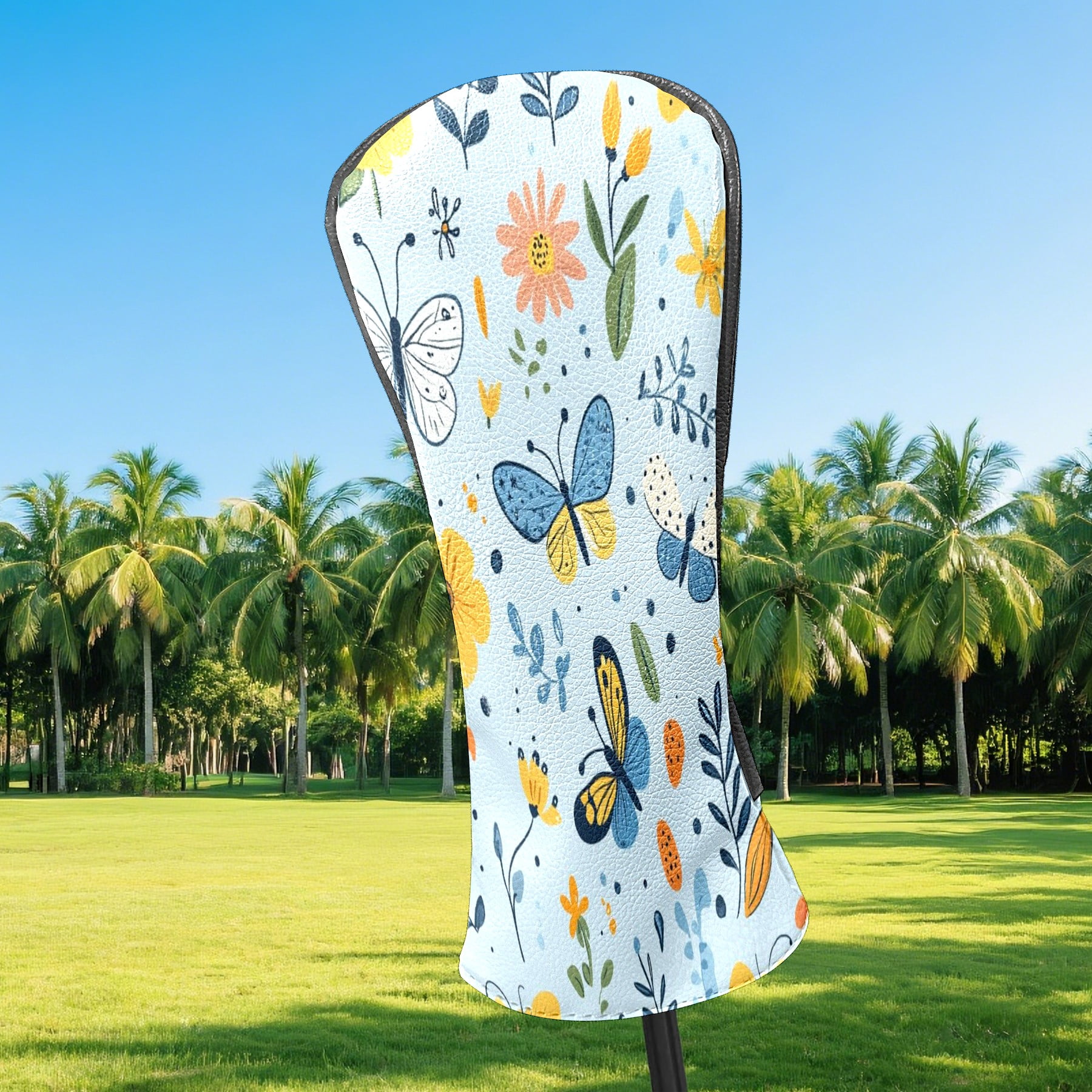 Golf Club Head Covers - Cute Cartoon Pattern, PU Leather, Waterproof, Fits Fairway Woods/Hybrid, Unisex, Fits Most Brands
