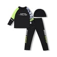 thumbnail image 2 of HCNTES Kids Boys Cartoon Animals Printed Rash Guard with Hat 3pcs Swimsuit Pool Party Swimwear Beach Bathing Suit(Black,15-16 Years), 2 of 8