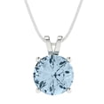 thumbnail image 4 of Clara Pucci 18K White Solid Hypoallergenic Gold 3Ct Natural Swiss Blue Topaz Round Brilliant Cut Solitaire Designer Necklace Pendant For December, 4 of 7