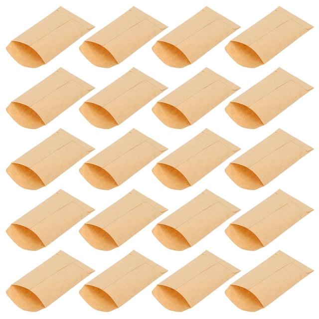TEHAUX 100Pcs Breathable Kraft Paper Envelope Bags Khaki for Corn Wheat Seed Storage