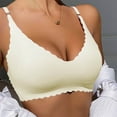 thumbnail image 2 of Fashion SMihono Cute Scalloped Bras for Women No Underwire Seamless Comfort Bralettes for Women with Support Everyday Plunge Bra White XL, 2 of 6