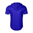 thumbnail image 6 of Men's Summer Short Sleeve Hooded Sweatshirt with Zipper Pocket, Oversized Casual Pullover for Sports, Warm Weather,Royal Blue,XL, 6 of 6
