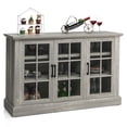 thumbnail image 1 of Gymax 55'' Buffet Table Serveur Armoire de Rangement Buffet Portes Vitrées Étagères Réglables, 1 of 10