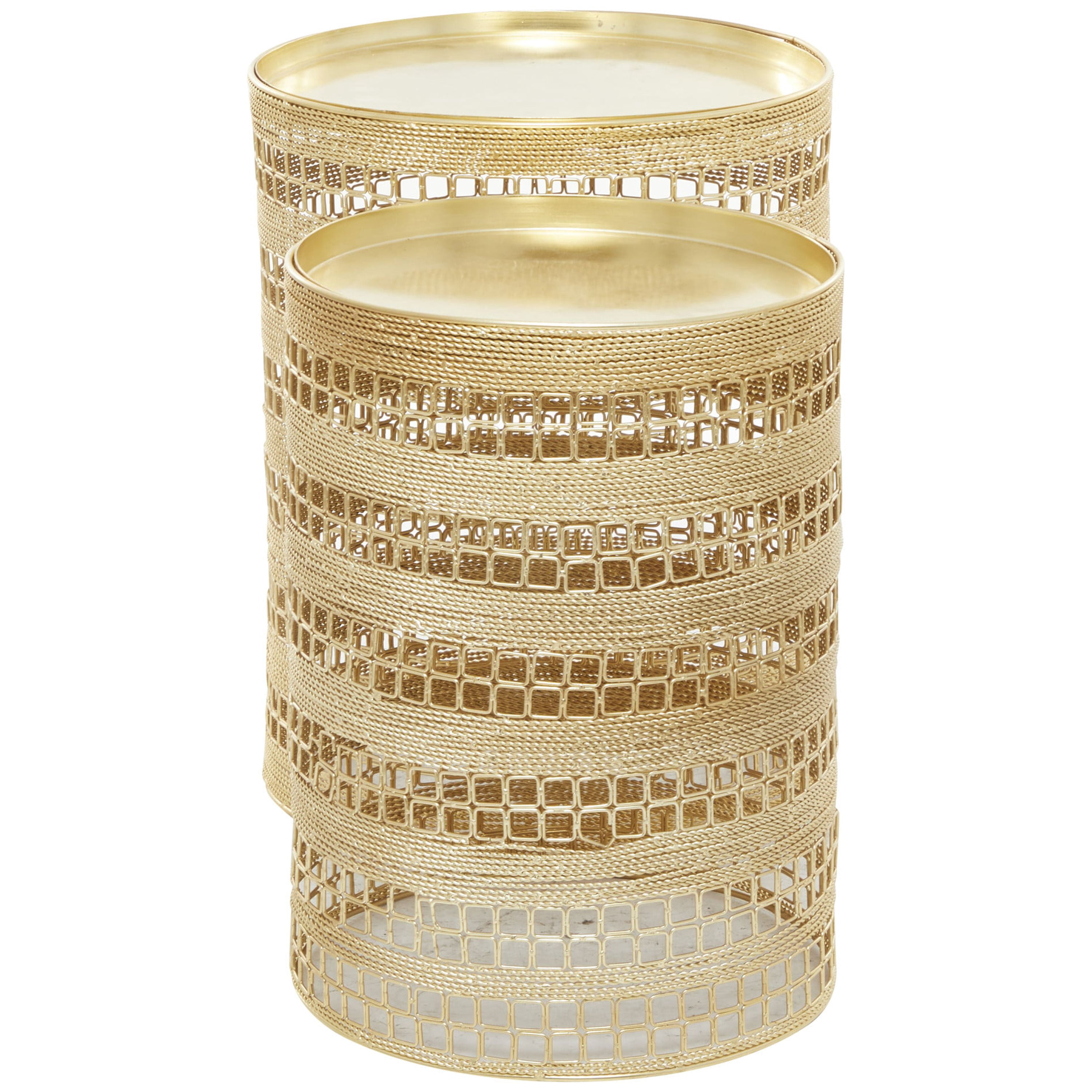 DecMode 14" x 18" Gold Metal Accent Table, 2-Pieces