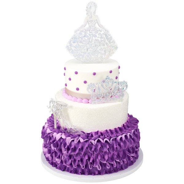 Silver Quinceañera Cake Decoration Kit