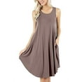 thumbnail image 1 of Robe T-shirt Débardeur Décontractée Sans Manches à Poches pour Femme, Coupe Évasée, 1 of 2