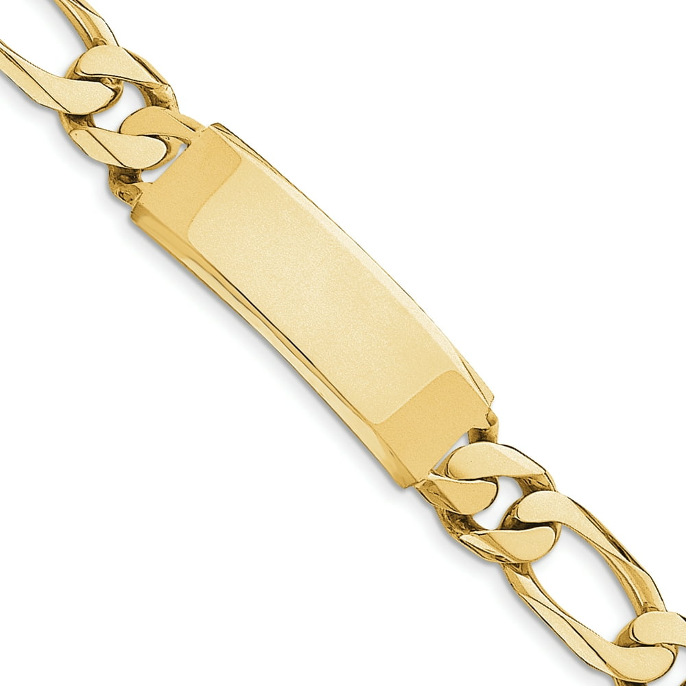 Jewelrypot - 14k Yellow Gold 8.5in Figaro Mens ID Bracelet (Plate ...