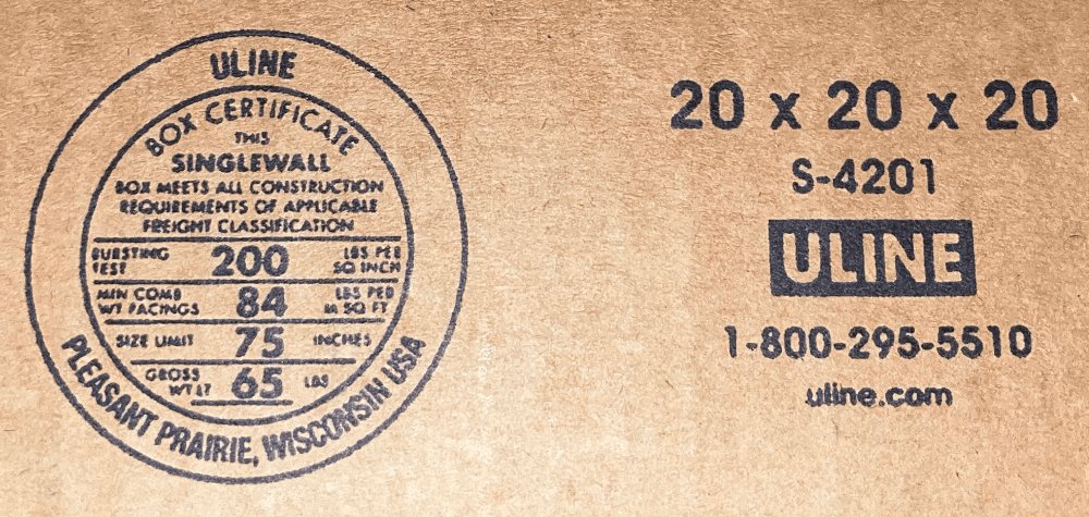 20x20x20 (200 lb strength) | SINGLE CARDBOARD BOX