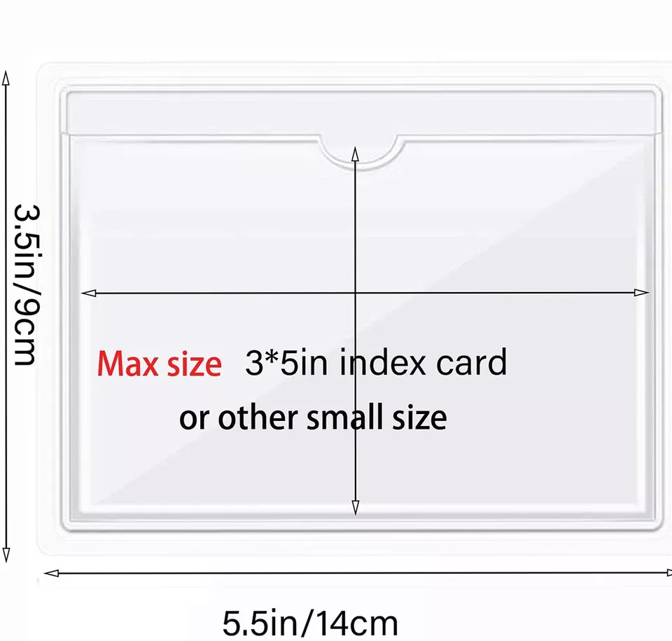 30 Pack Self Adhesive Index Card Pockets 3X5In With Top Open For Loading, Cle...