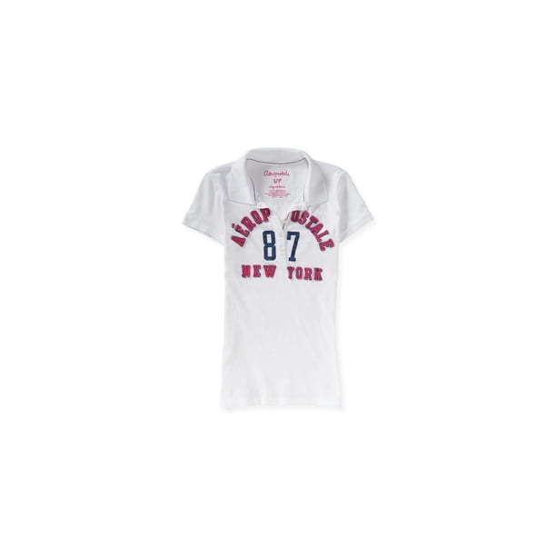Aeropostale Womens 87 New York Polo Shirt, Blanco, X-Small Aeropostale Polo