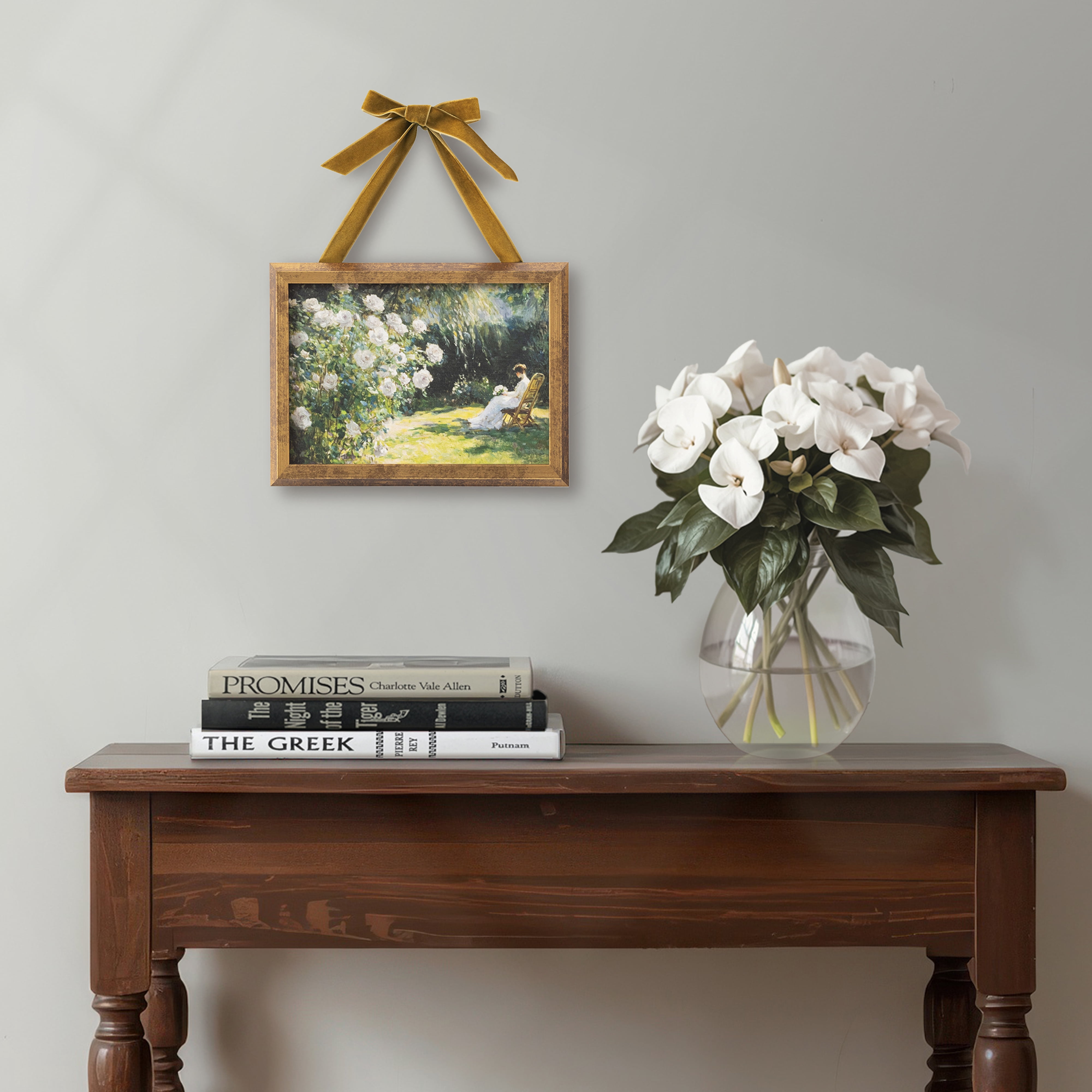 My Texas House Spring Art rose garden moment Framed Canvas w/Velvet Hanger 8x6
