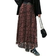thumbnail image 2 of Women'S Leopard Print Skirt Y2k Goth High Waist Ruffled Pleated Flowy Long Skirts Black XL, 2 of 9