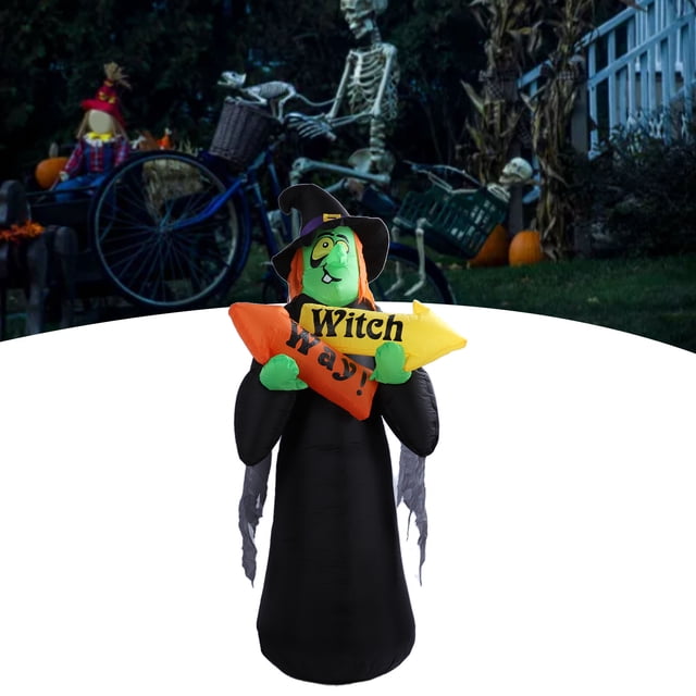 Decoración Inflable De Bruja De Halloween, Decoración De Jardín Al Aire Libre Iluminada, Bruja Aterradora De 4,4 Pies, Decoración De Césped Para Patio Para Ambiente