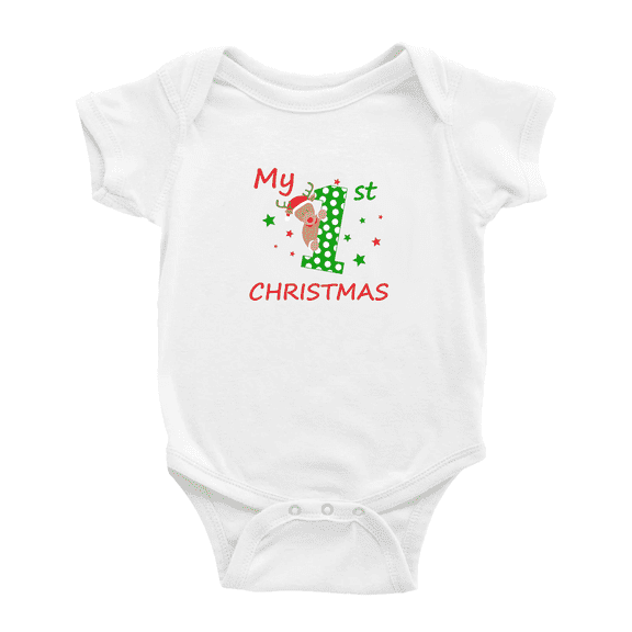 My 1st Christmas Deer Cute Baby Clothing Bodysuits Boy Girl Unisex