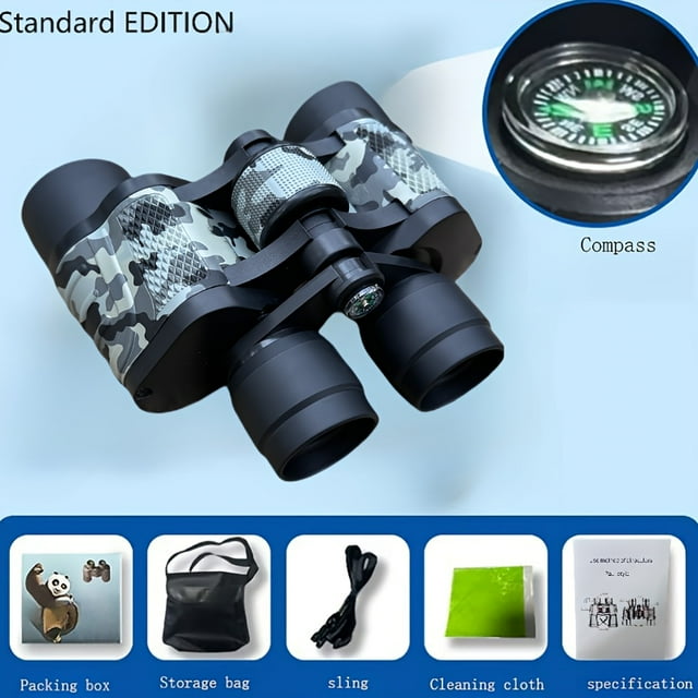 CHUANK Adult HD 10X50 Binoculars - Compact Long-Distance Observation Suitable for Bird Watching Sports Traveling Hunting and Concerts - Includes Carrying Case and Shoulder Strap Per