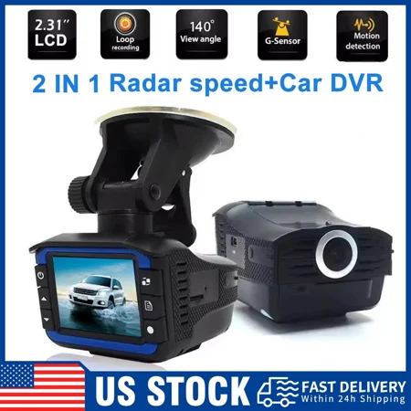 2IN1 Anti Radar Laser Police Detector Speed Car Recorder Dash Camera Night Cam